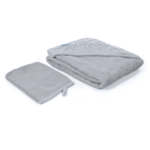 Полотенце с уголком и варежкой Nuovita GRAZIA 100x100 махра/плюш-клетка.