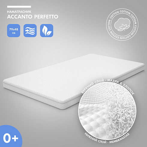 Наматрасник Nuovita Accanto Perfetto, натяжной, махра, 75х45 см,